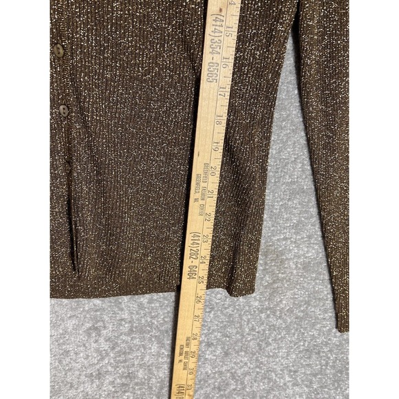 Casual Corner Silk Blend Metallic Ribbed Vneck Cardigan Sweater Women Size Large - Picture 6 of 6